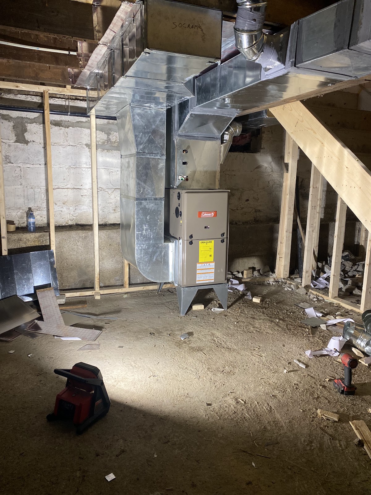 Alpha furnace installation with sheet metal ductwork